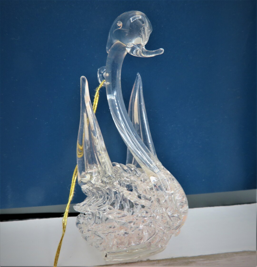 1990's Swan Shaped Spun Glass Christmas Ornament Christmas Tree Deco Etsy