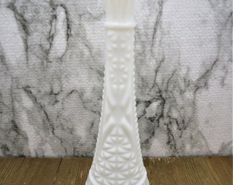 Bud Vase Anchor Hocking Stars & Bars Milk Glass 9" unmarked