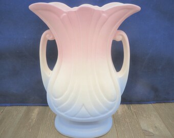 Hull Mardi Gras Granada USA 48-9 Vase Pink Blue Handled 9" Tall