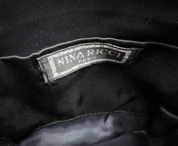 Nina Ricci Beaded Sequined Black Satin Clutch Eve… - image 7