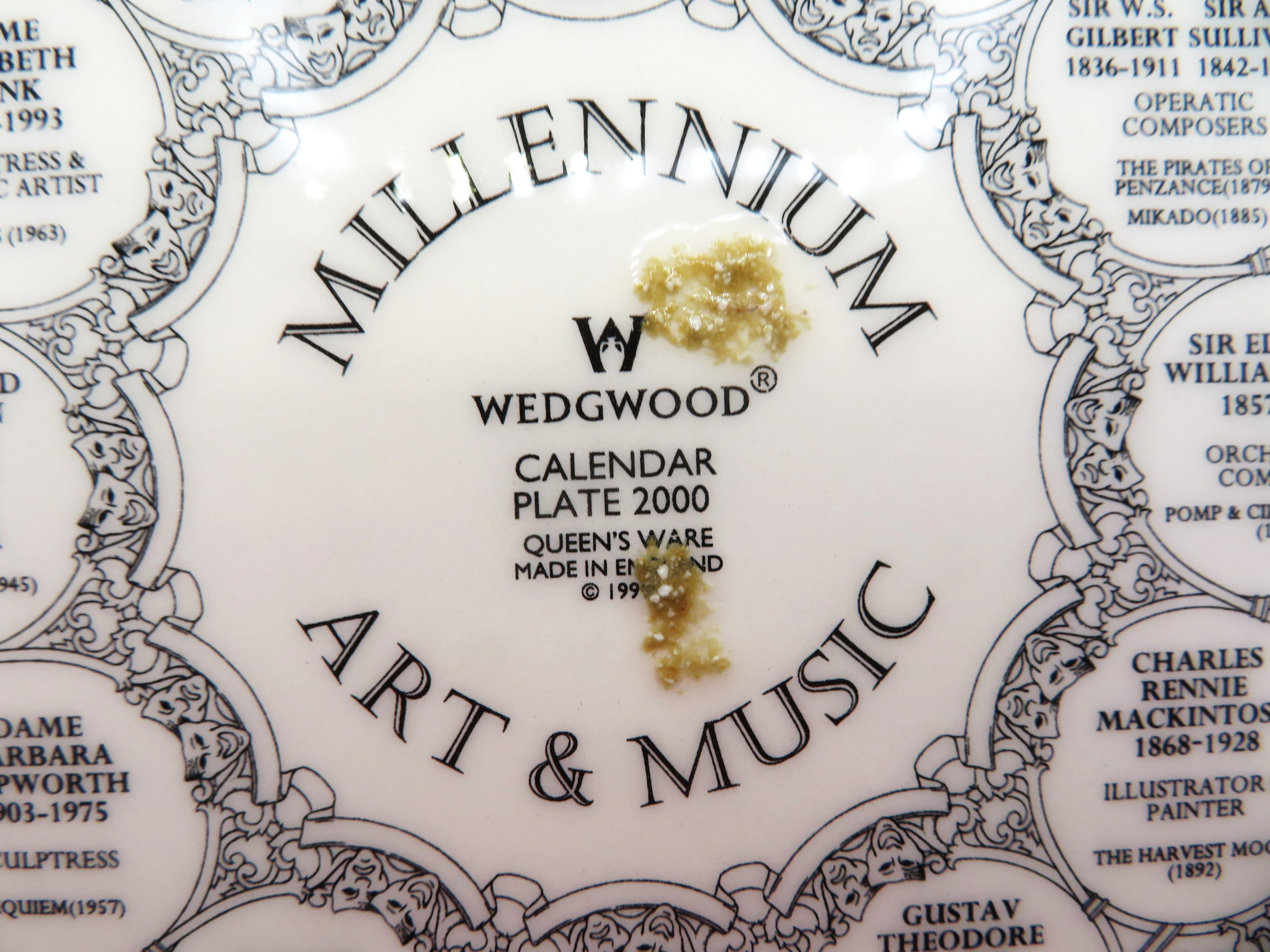 Wedgwood Annual Calendar Plate Millennium 2000 Art & Music