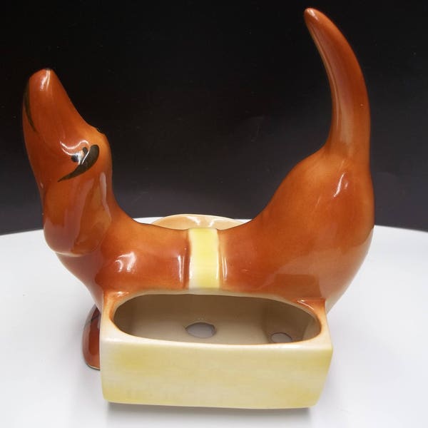 Dachshund Weiner Dog Caddy/Mens Dresser Vintage Ceramic Rings Wallet Change Holder