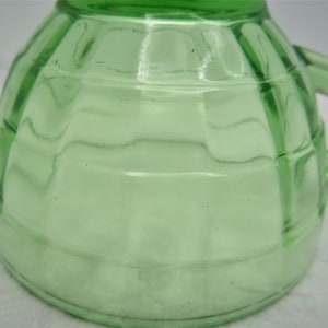 Anchor Hocking Block Design Green Cup Depression Uranium Glass Cup image 9