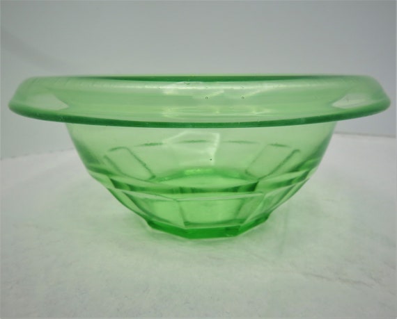 Hocking Glass Small Mixing Bowl, Uranium Glass, 3 Tall 