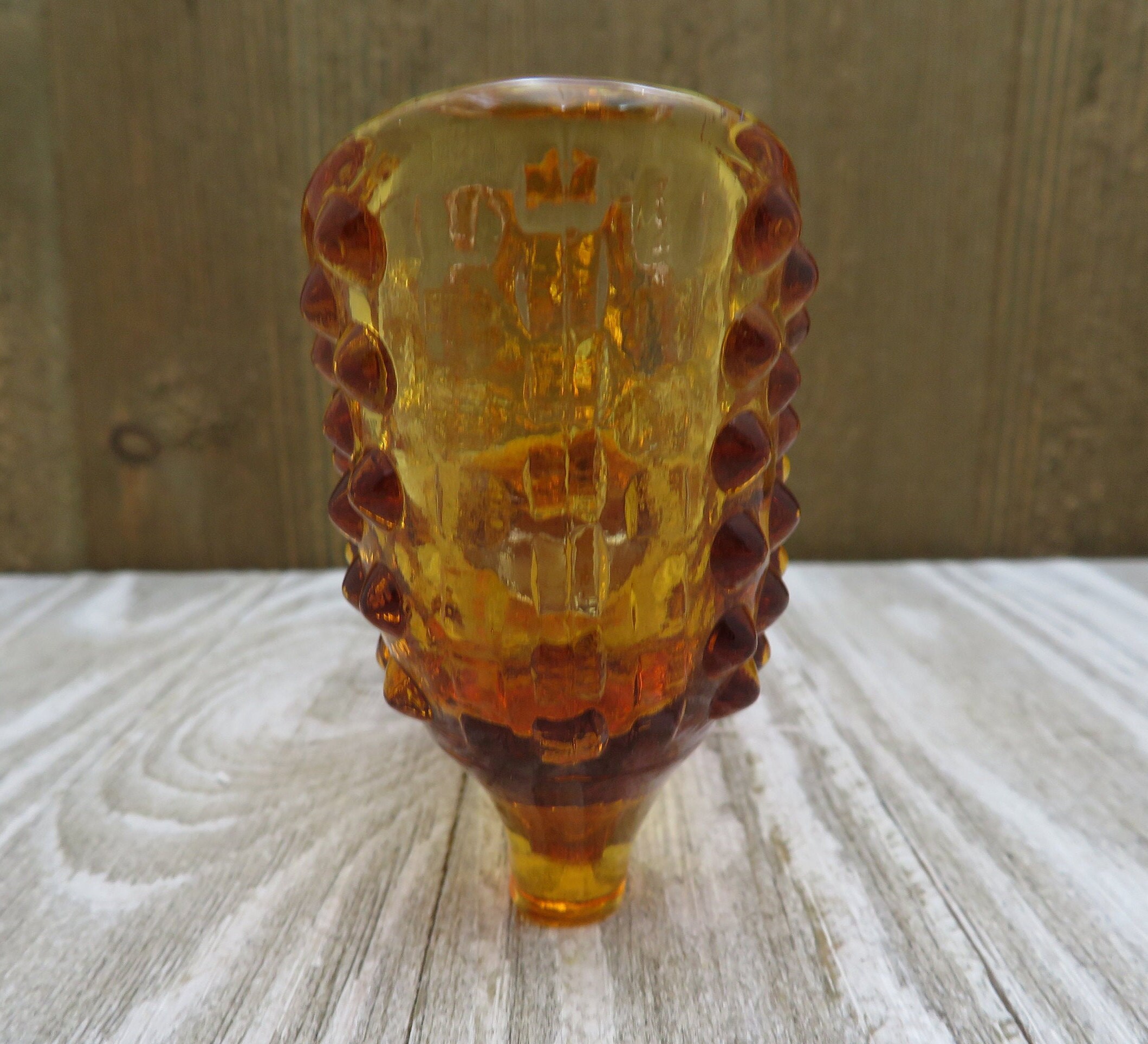 1950代製 FENTON フェントン キャットシューズ 靴 ホブネイル Vintage Fenton Glass Hobnail Slipper Amber Glass Shoe with