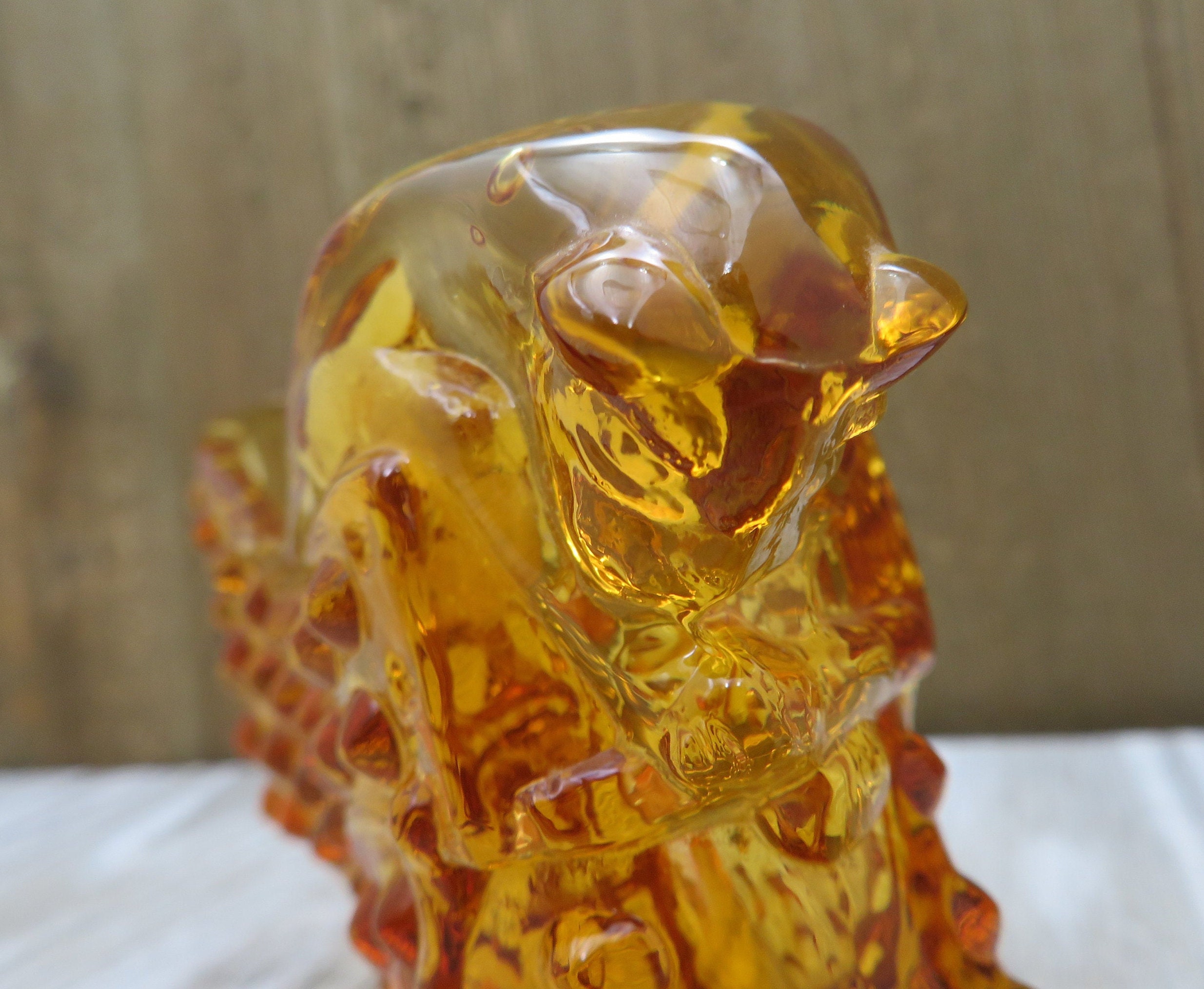 Vintage Hobnail Amber Glass Fenton Art Glass Slipper Shoe
