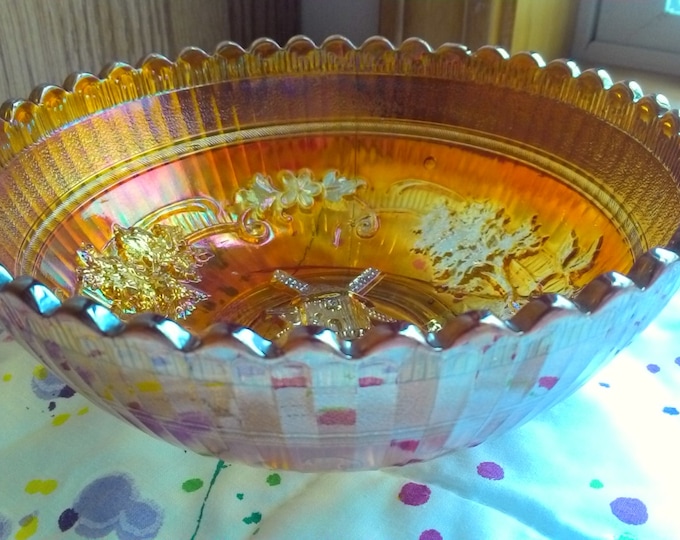 Imperial Glass Company Marigold Carnival Glass Luster Windmill Pattern