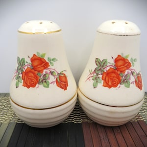 1940s Vintage Salt & Pepper Shakers Universal Cambridge pottery Shakers Pottery ROSES
