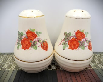 1940s Vintage Salt & Pepper Shakers Universal Cambridge pottery Shakers Pottery ROSES
