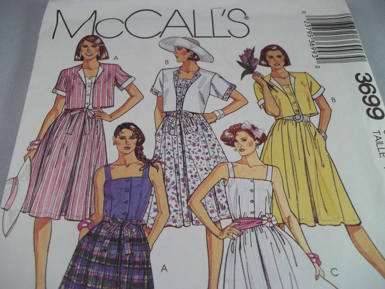 McCall's 3699 Misses Unlined Jacket Dress and Tie Belt Sewing Pattern Size 10 画像 2