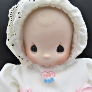 Precious Moments Girl Doll in White Embroidered Laced Dress