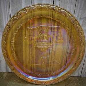 INDIANA GLASS American Bicentennial Gold Carnival Glass Liberty Bell Plate