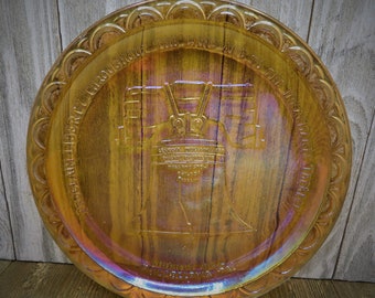 INDIANA GLASS Assiette clochette Liberty en verre du carnaval américain du bicentenaire en or