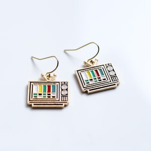 Vintage Television Earrings in Gold