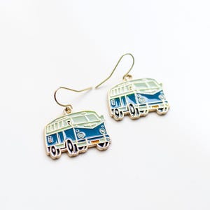 Vintage Van / Bus Earrings in Gold