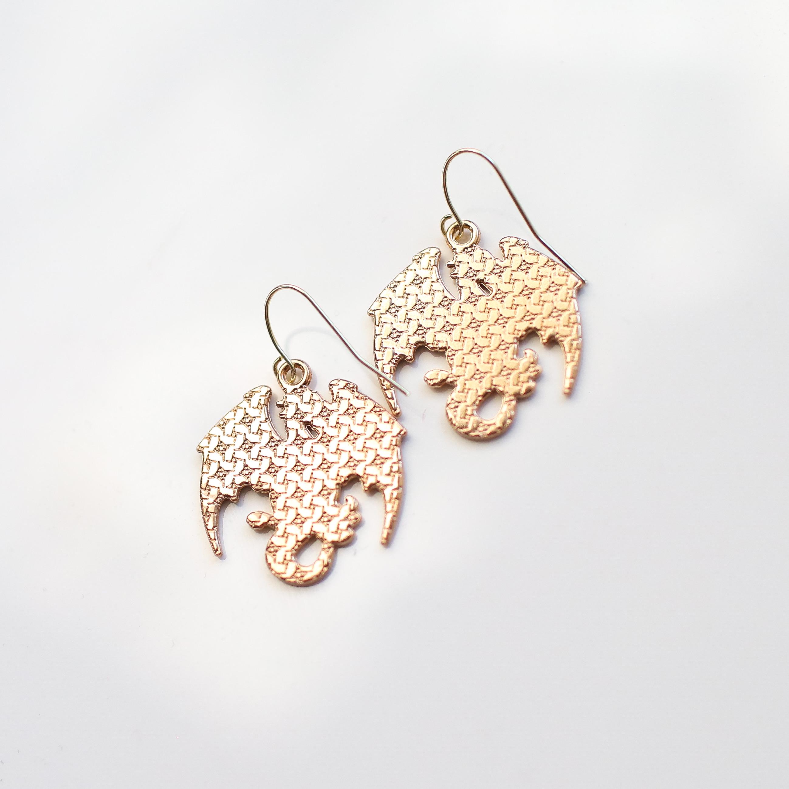 Black and Gold Fourth Wing Dragon Earrings