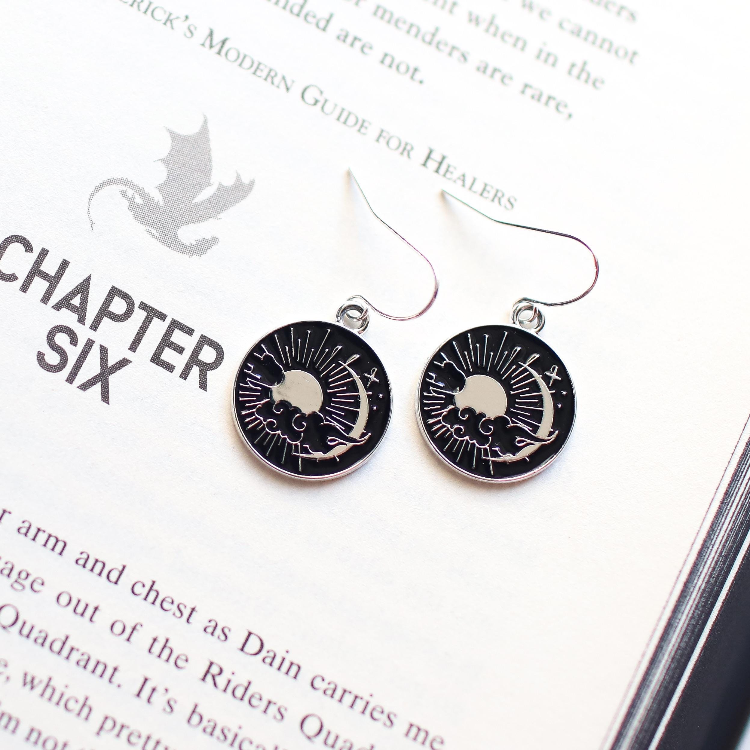 Black and Gold Fourth Wing Dragon Earrings