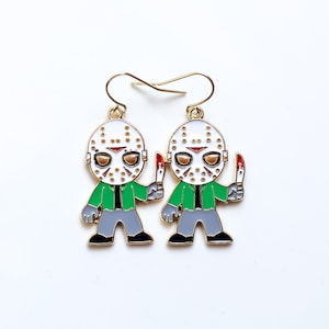 Friday the 13th Jason Earrings in Gold or Black