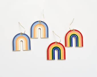 Mid-Century Modern Rainbow Earrings in Gold