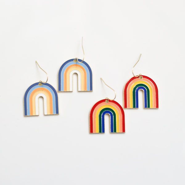 Mid-Century Modern Rainbow Earrings in Gold