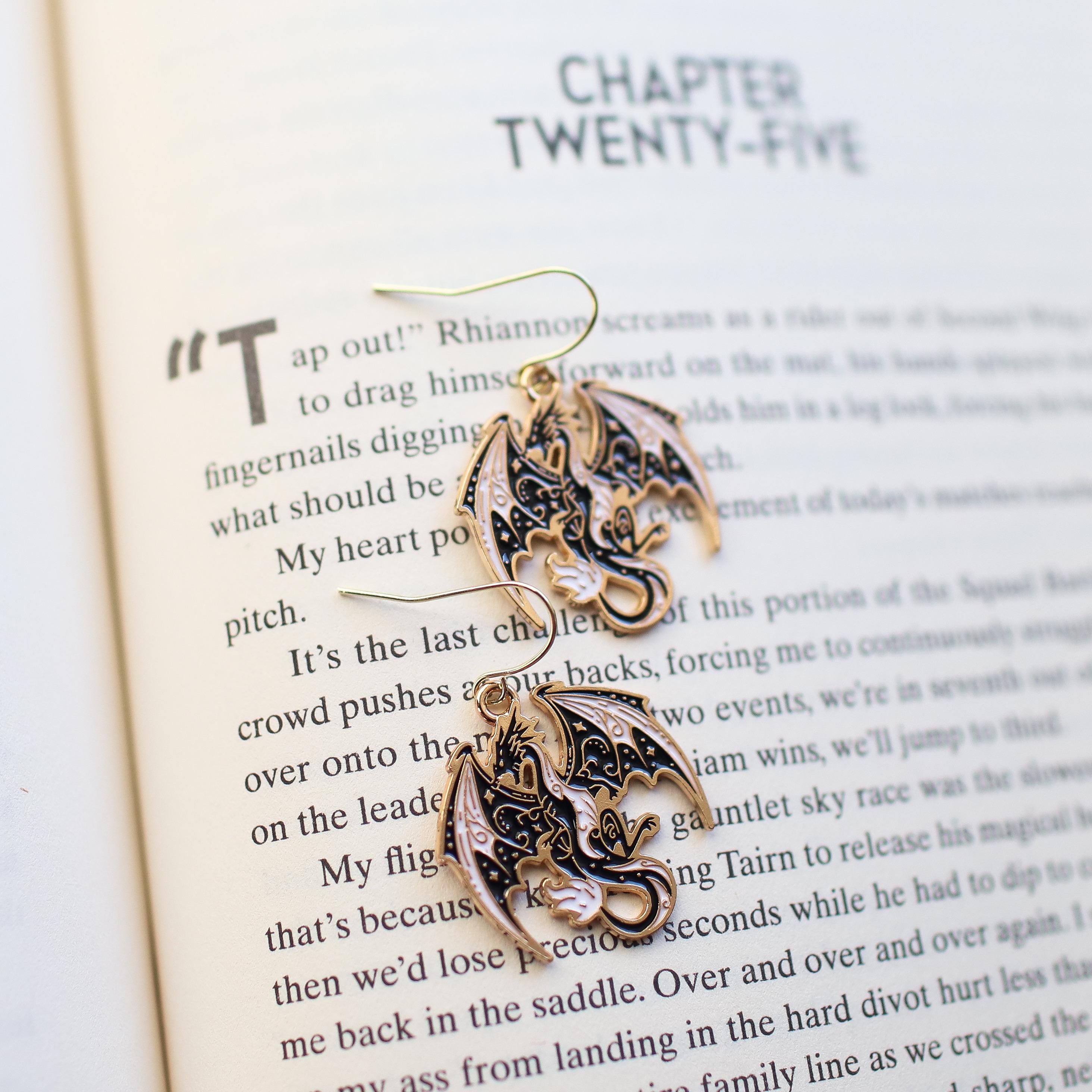 Black and Gold Fourth Wing Dragon Earrings