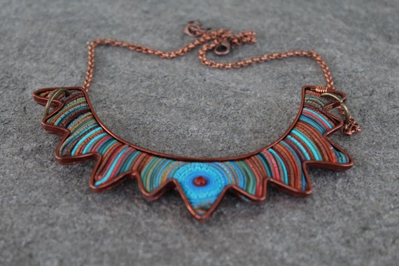 Boho Necklace Polymer Clay Necklace Collana Fimo Multicolor Etsy