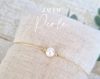 Akoya pearl bracelet, birthstone of the month of June | Personalized thin bracelet | Birthstone | 14k gold filled fine chain jewelry