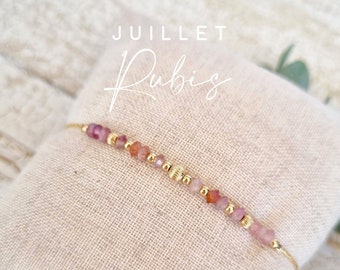 Pierre de naissance | Juillet, Rubis | Idée cadeau personnalisé pour femme | Bijoux minimaliste en Rubis | July Birthstone | Tadaam Bijoux