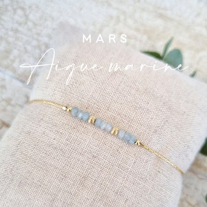Bracelet pierre de naissance | Mars, Aigue marine | Idée cadeau, bracelet personnalisé pour femme. Bracelet en Aigue marine | Tadaam Bijoux