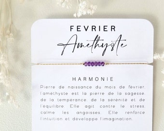 Pierre de naissance | Février Améthyste | Idée cadeau femme personnalisé | Bracelet à offrir | February Birthstone | Birthstone jewelry