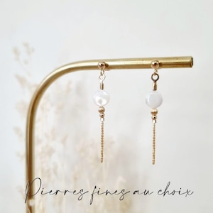 Dangling earrings with fine stones of your choice | 14k Gold filled & Natural Stone Jewelery | Customizable jewelry Tadaam