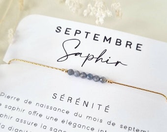 Pierre de naissance | Septembre Saphir | Idée cadeau femme personnalisé | Bracelet à offrir | September Birthstone | Birthstone jewelry