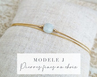 Bracelet personnalisé lithothérapie | Bijoux Lithothérapie | Bijoux minimaliste, fin et délicat avec pierre naturelle | Idée cadeau femme