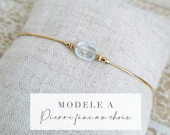 Bracelet personnalisé Or et Pierre naturelle | Bijoux minimaliste, fin, plaqué Or14k | Pierre naturelle Lithothérapie | Idée cadeau femme