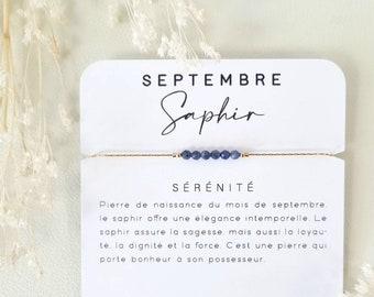 Pierre de naissance | Septembre Saphir | Idée cadeau femme personnalisé | Bracelet à offrir | September Birthstone | Birthstone jewelry