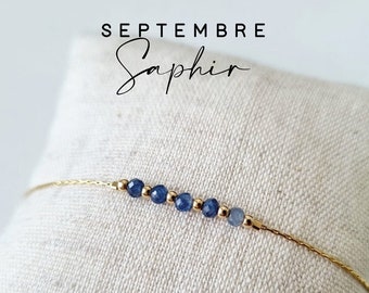 Bracelet Pierre de naissance | Septembre, Saphir | Idée cadeau pour femme, personnalisé | Sapphire Birthstone | Bracelet à offrir | Tadaam