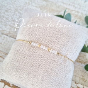 Bracelet pierre de naissance du mois de juin | Pierre de Lune | Bracelet personnalisé | Birthstone | résistant à l'eau | Pierre naturelle |