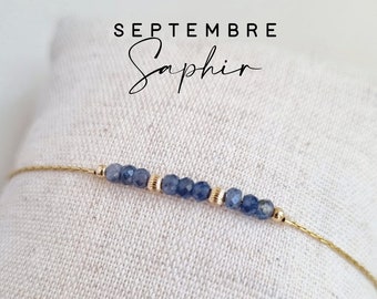 Bracelet Pierre de naissance | Septembre, Saphir | Idée cadeau pour femme, personnalisé | Sapphire Birthstone | Bracelet à offrir | Tadaam