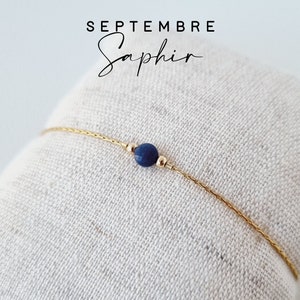 Sapphire bracelet, birthstone of the month of September | Minimalist jewelry in Sapphire & Gold Gold filled | Personalized gift idea for women