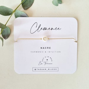 Pulsera con inicial y nombre | Pulsera personalizada en nácar blanco, oro y oro de 14 kilates | Idea de regalo para mujer | Joyería Tadaam