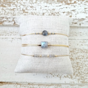 Labradorite lithotherapy bracelet Personalized, minimalist, fine women's jewelry, in 14k gold filled and natural fine stone Tadaam jewelry image 1