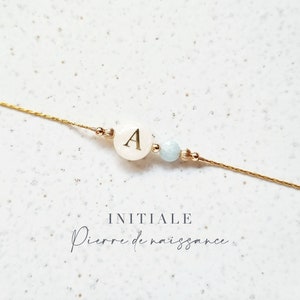 Personalized Bracelet, Initial Letter & Birthstone | Real natural stones and 14k gold filled, water resistant | Tadaam