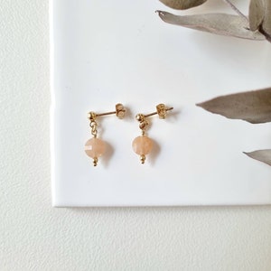 Earrings with natural stones in Sunstone | Jewelry to personalize with the fine stones of your choice | Tadaam Bijou