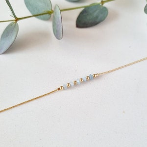 Bracelet Aigue-Marine | Lithothérapie Paix & Communication | Bijou minimaliste pour femme en Gold filled et pierre naturelle | Tadaam bijoux