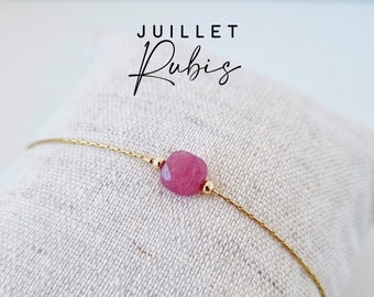 Pierre de naissance | Juillet, Rubis | Idée cadeau personnalisé pour femme | Bijoux minimaliste en Rubis | July Birthstone | Tadaam Bijoux