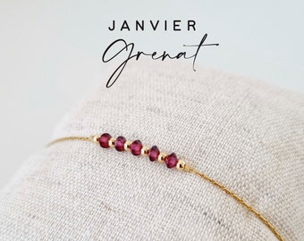 Pierre de naissance | Janvier, Grenat | Idée cadeau femme personnalisé | Birthstone | Bracelet à offrir | Bijou Minimaliste | Tadaam Bijoux