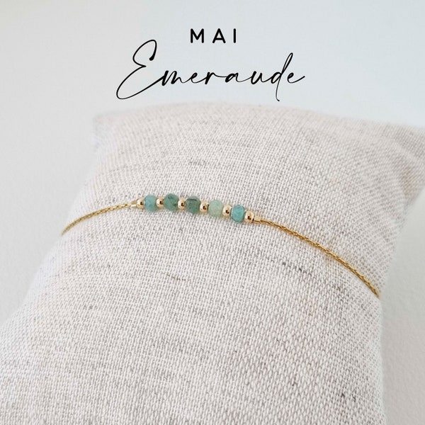 Bracelet pierre de naissance | Mai, Emeraude | Idée cadeau pour femme | Cadeau personnalisé | May Birthstone | Emerald | Tadaam Bijoux |