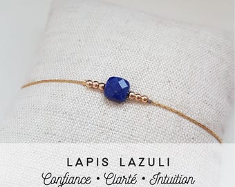 Lapis Lazuli Bracelet • Natural Stone • Intuition • Self-Confidence • Crystal Healing • Handmade • Tadaam