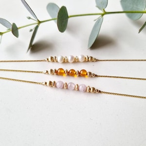 Custom 3-stone bracelet. Personalized bracelet with natural stones of your choice | 14k gold-filled. Durable, water-resistant jewelry.