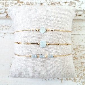 Aquamarine Lithotherapy Bracelet | Minimalist personalized women&#39;s jewelry, fine, in gold filled 14k and natural fine stone | Tadaam jewelry